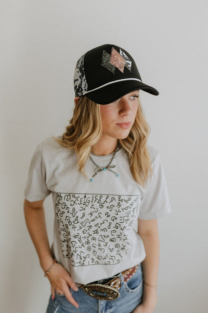 Aztec Desert Cow Patch Trucker HatBlack Cow