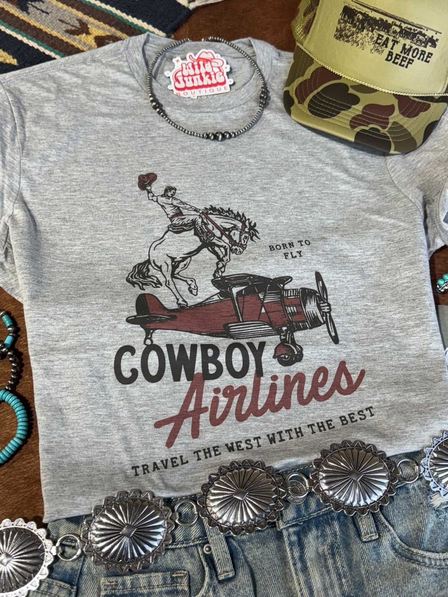 Cowboy Airlines Graphic TeeGreyS