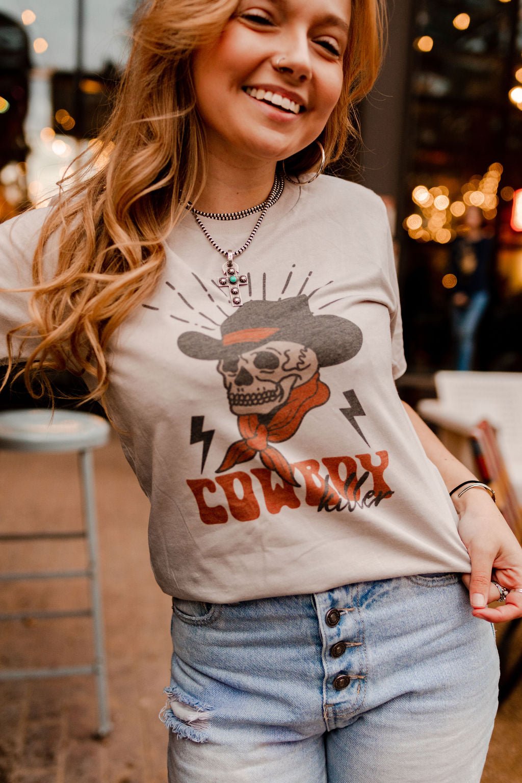 Cowboy Killer Skull Graphic TeeCool GreyS