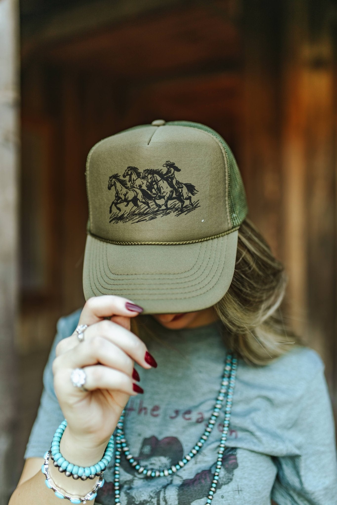 Cowgirl Rider Trucker HatOlive