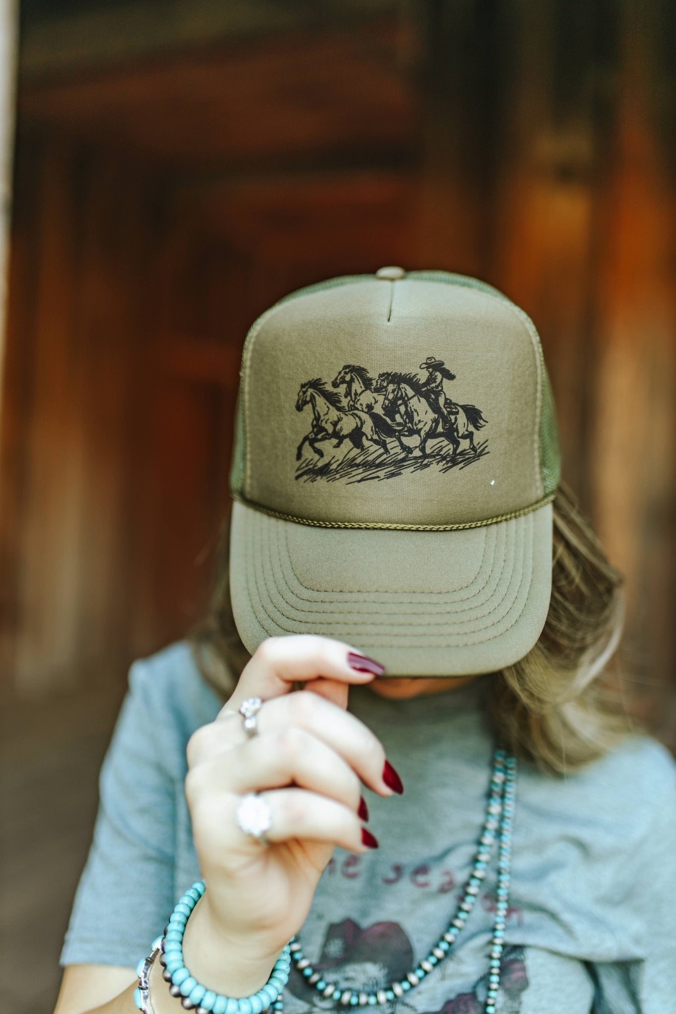 Cowgirl Rider Trucker HatOlive