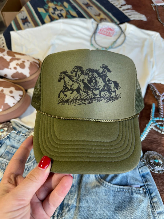 Cowgirl Rider Trucker HatOlive