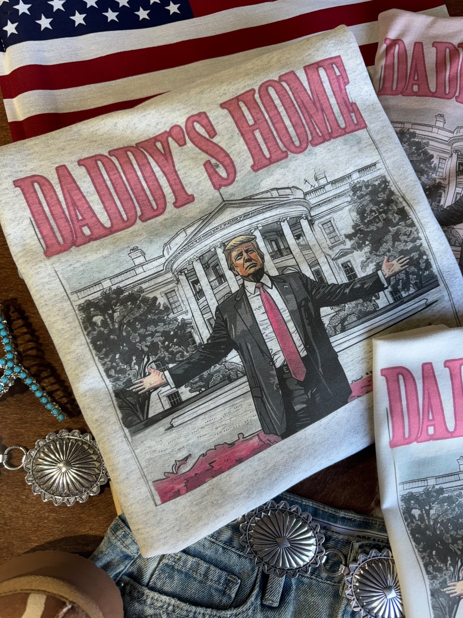 Daddys Home Trump Graphic SweatshirtOatmealS