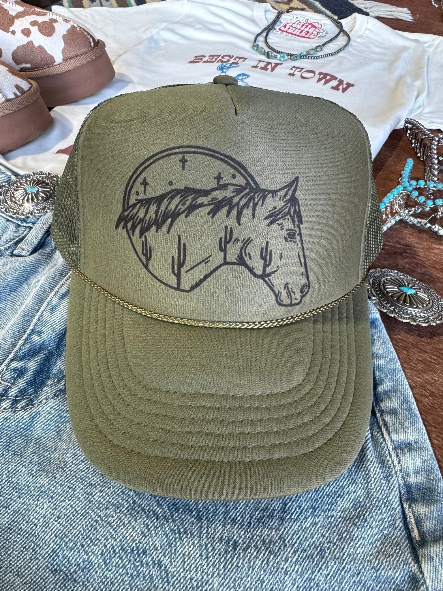 Desert Horse Trucker HatOlive