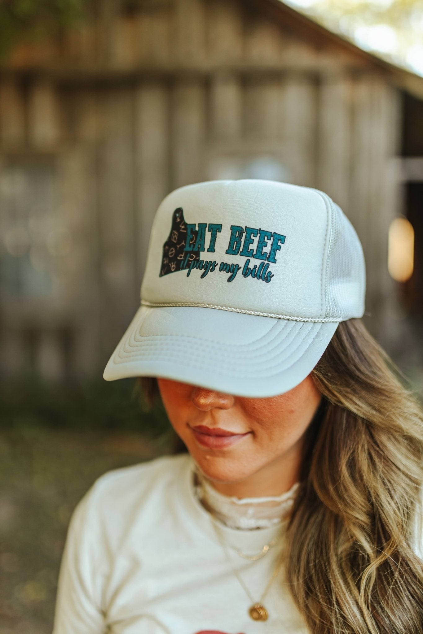 Eat Beef It Pays My Bills Trucker HatGrey