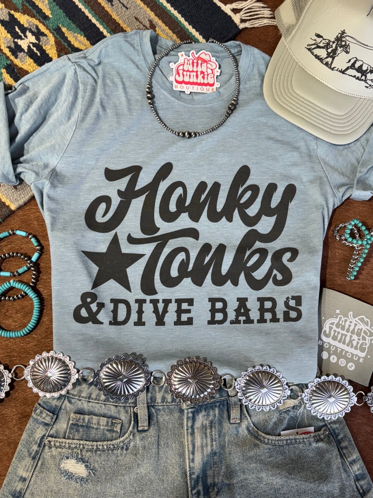 Honky Tonks & Dive Bars Graphic TeeStonewash DenimS