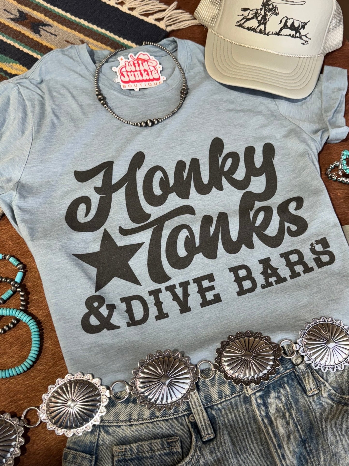 Honky Tonks & Dive Bars Graphic TeeStonewash DenimS