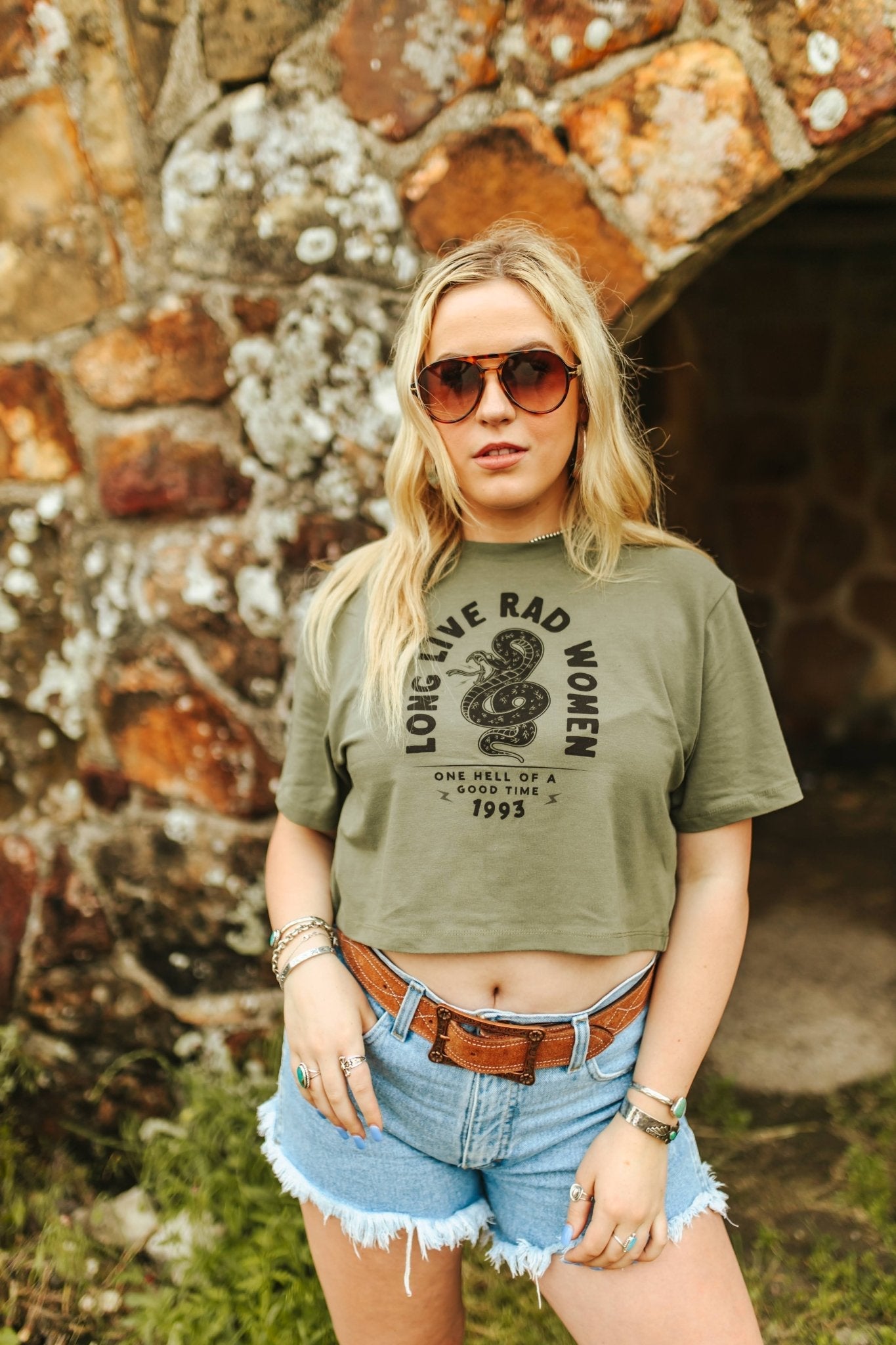 Long Live Rad Women Boxy Crop Graphic TeeSageS