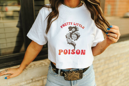 Pretty Little Poison Boxy Crop Graphic TeeWhiteS