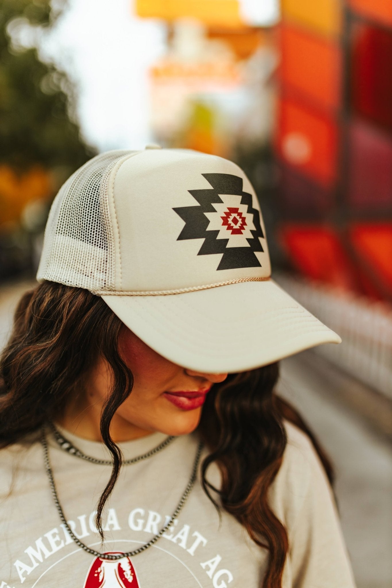 Simple Aztec Trucker HatTan