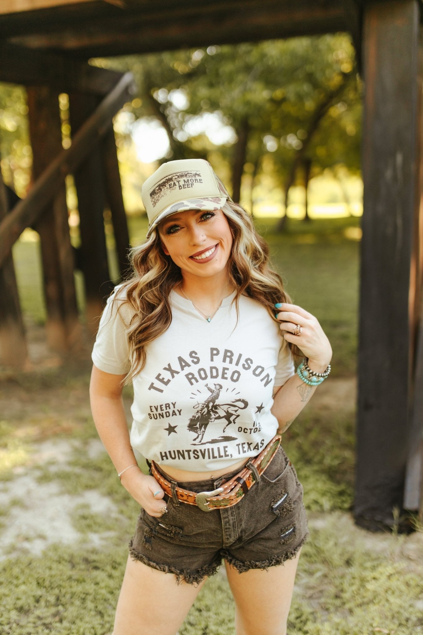 Texas Prison Rodeo Cowboy Graphic TeeCool GreyS