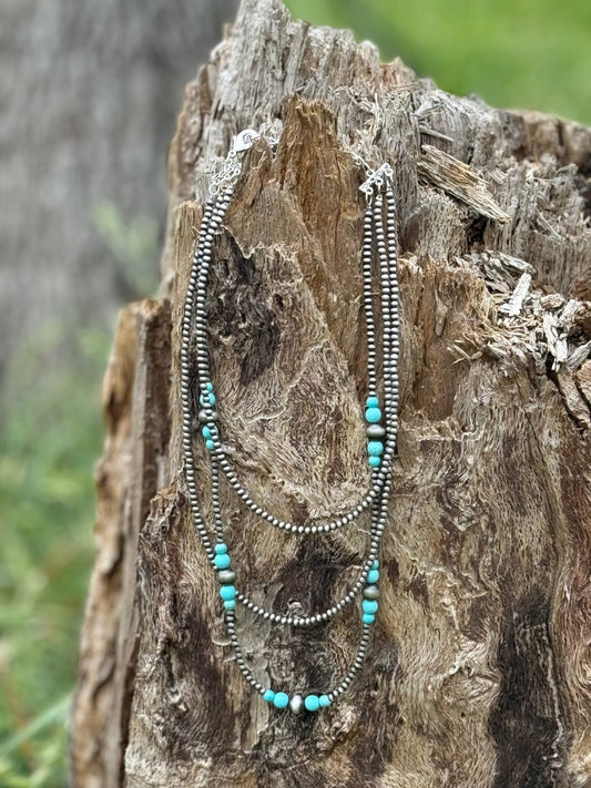 Triple Layer Turquoise Bead NecklaceMultiOS