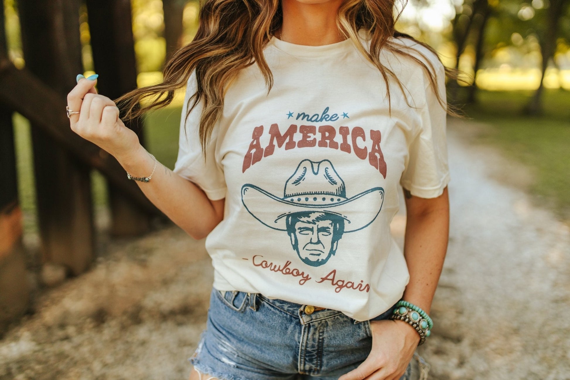 Trump Make America Cowboy Again Graphic TeeNaturalS