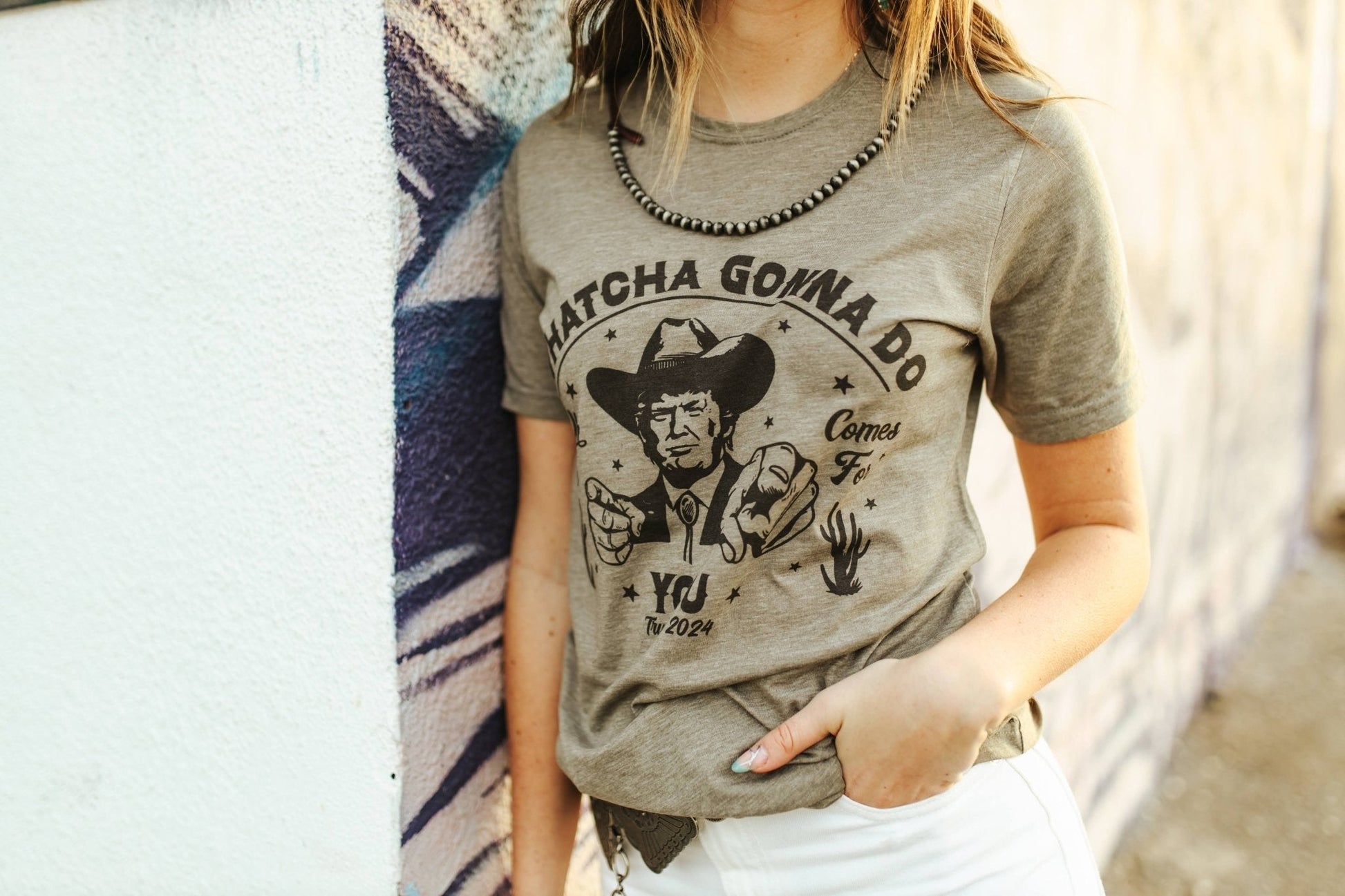 Whatcha Gonna Do Trump Graphic TeeOlive AshS