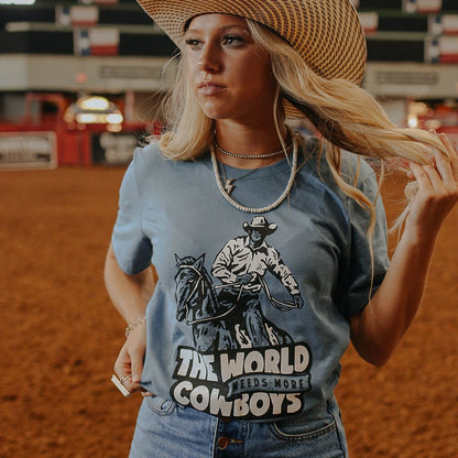 World Needs More Cowboys Graphic TeeBlueS